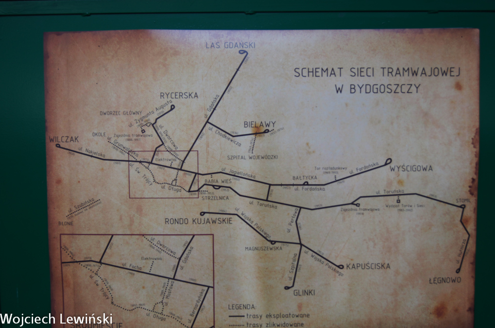 Schemat linii tramwajowych w Bydgoszczy